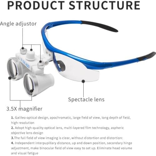 3.5X Surgical Binocular Loupes Optical Glass