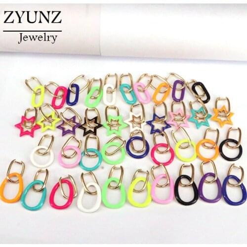 4 Pairs, Fashion Enamel Earrring Dangle Earrings Party Jewelry Delicate Oval Round Star Drop Shaped Earrings for Women Gifts