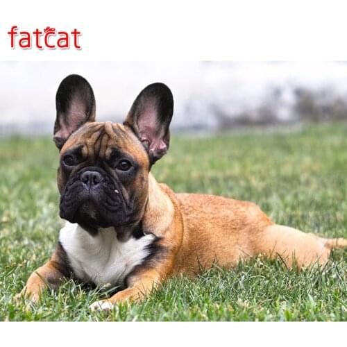 FATCAT Diamond Embroidery cute puppy full drill square round Rhinestones French bulldog 5d diy Diamond Painting Pictures AE122