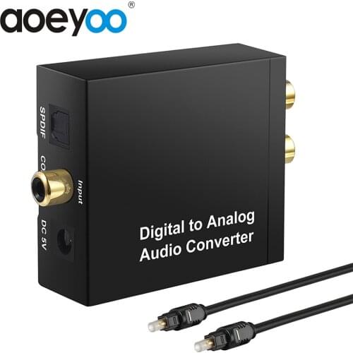 AOEYOO SPDIF Coaxial Toslink Audio Converter Digital To Analog Converter 192Khz With RCA 3.5mm Audio Optical Cable For PS4 HDTV