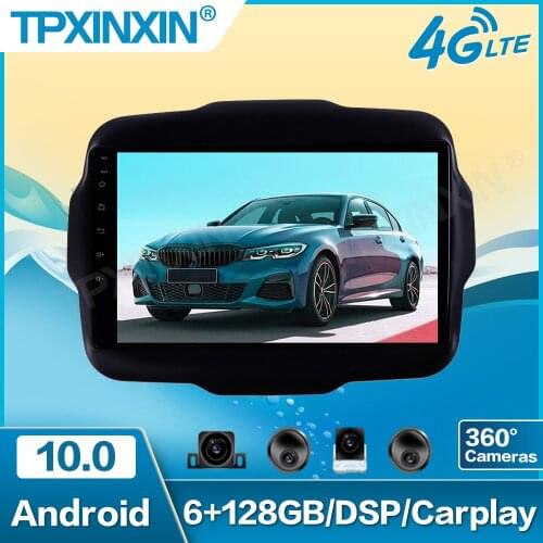360 Cameras Screen Android 10.0 4+64G DSP For Jeep Renegade 2014-2018 Car Multimedia Player GPS Navi Headunit Radio Audio Stereo