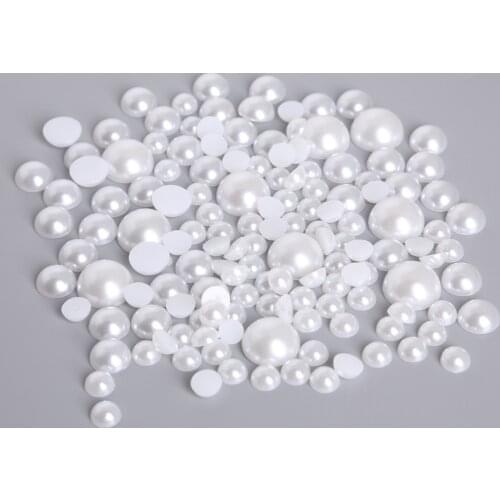 50-1000pcs 1.5-14mm Round Flatback ABS Imitation Pearl Beads Glue on for Nail Art DIY Craft Scrapbook Decoration