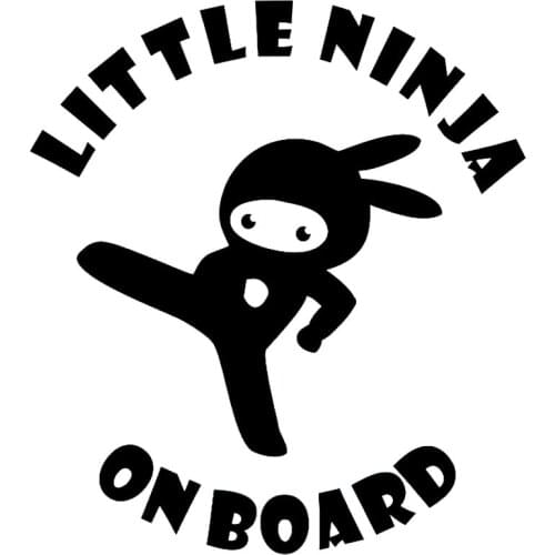 BABY NINJA ON BOARD Decals High Quality Car Window Decoration Personality Pvc Waterproof Decals Black/white, 16cm*14cm