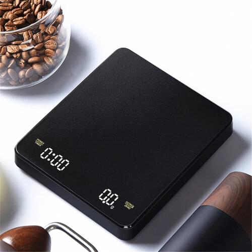 CAFEDE KONA coffee scale with timer USB Charge/Battery Electronic scale with dual monitors 3KG/0.1g Waterproof kitchen scale LED