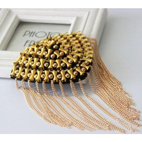 Epaulette with Pin Big Shoulder Brooch Patch Tassel Link Chain Epaulet Blazer Golden Chain Uniform Epaulettes