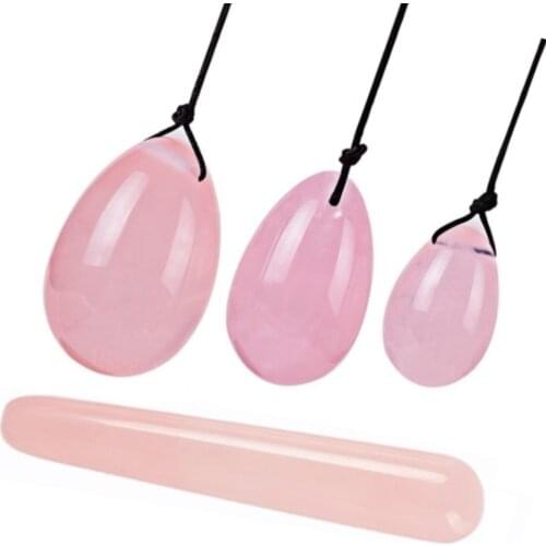 Hot Sale Natural Rose Quartz Yoni Egg Vaginal Muscles Tightening Ball Crystal Kegel Egg Women Kegel Exerciser Jade Egg DropShip