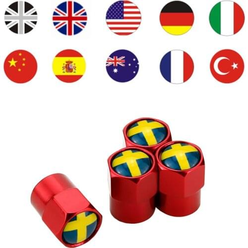 National Flag Car Wheels Tire Valve Cover for Volkswagen Skoda BMW Fiat Honda Holden Citroen Peugeot Metal Truck Accessories