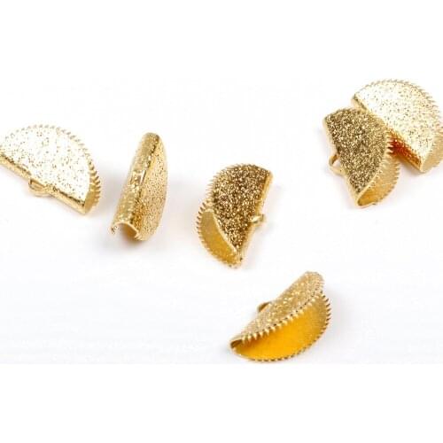 Brass Ribbon Crimps,Raw Brass Ribbon Clasp,Half Moon Crimp End,Cord End,Fasteners Clasp,Round Ribbon Claws,20mmx12mm-RB1032