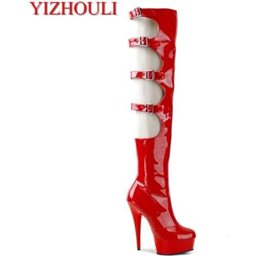Summer womens shoe hot style color club shoes, 15cm high heels with button-down, delicate and performing dance shoes