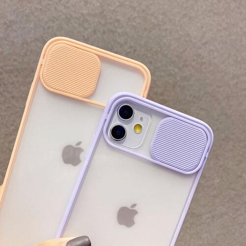 Candy Color Slide Camera Lens Protection Matte Cases For iphone SE 11 Pro Max X XR XS Max 7 8 Plus SE2 Phone Case Couples Cover