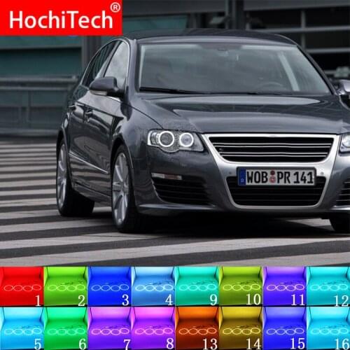 Multi-color RGB LED Angel Eyes Halo Ring Eye DRL RF Remote Control For Volkswagen VW Passat B6 Magotan 2006 - 2010 Accessories