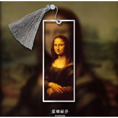 "Mona Lisas Smile" Stainless Steel Metal Bookmark Museum Art Exhibition Souvenir Gift Box Packaging Art Gift Package Decoration