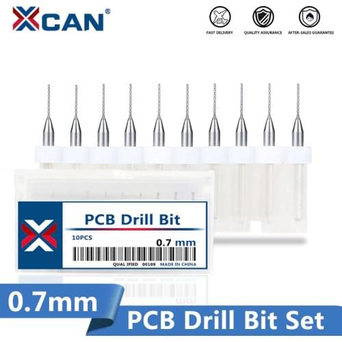 XCAN 10 Pcs/set 0.7mm Import Carbide PCB Drill Bits for Drilling Print Circuit Board Mini Drill Bit Set