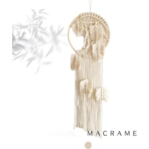 Boho Style Macrame Wall Decor, Hand Woven Leaf Tapestry Wall Hanging, Mandala, Bedroom Decor, Mexican Home Ornaments