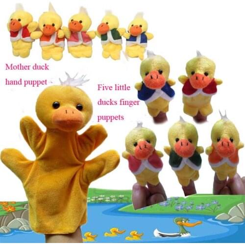 New Cute Five Little Ducks Animals Hand Finger Puppets Story Telling Nursery Fairy Tale Kids Birthday Christmas Gift Куклы