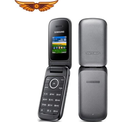 Original Samsung E1190 GSM 1.43 Inches 800mAh Mini-SIM Black Only Used Cellphone Unlocked Old Flip Mobile Phone