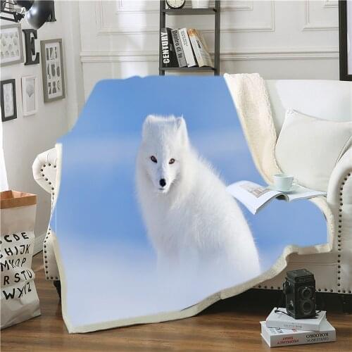 3D Print Wild Animals Plush Blanket Fox tiger lion Sherpa Blanket Sofa Bedding Bed Blanket Comfortable Soft and Portable Blanket