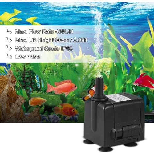 450L/H 6W Ultra-Quiet Submersible Water Fountain Pump Filter Fish Pond Aquarium Water Pump Tank Fountain aquarium accessories