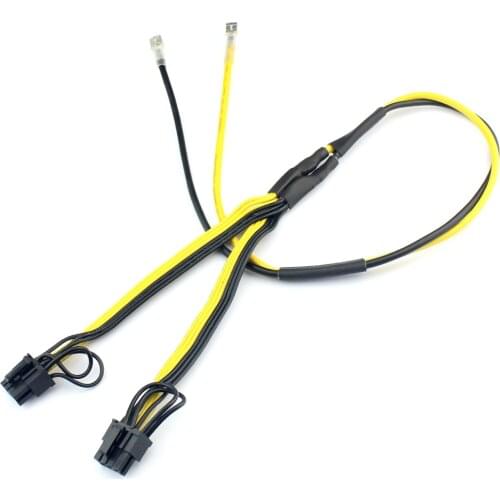 1 to 2x(6+2pin) Splitter Cable Dual PCI-e PCIe Graphics Video Card Power Cable Cord Wire 12AWG (50CM)+16AWG (20CM) for RIG Miner