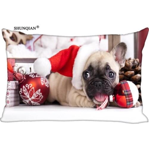 Shuanqian Custom christmas dog Pillowcase 45x35cm(One Side) Rectangle Zipper Print Throw Pillowcase Cover Home Decorative