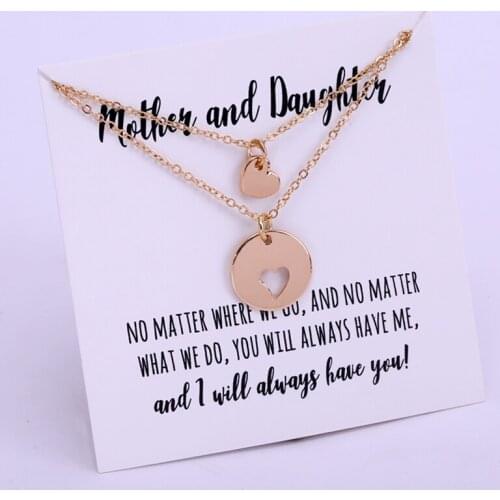 Silver Gold Bijoux Necklaces Heart Bar Circle Stars Moon Layered Collar Necklaces for Mom Daughter Grandma Best Friends