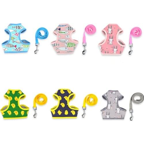 Dog Cat Harness Pet Adjustable Breathable Vest Walking Lead Leash for Puppy Polyester Mesh Harness for Small Medium Dog