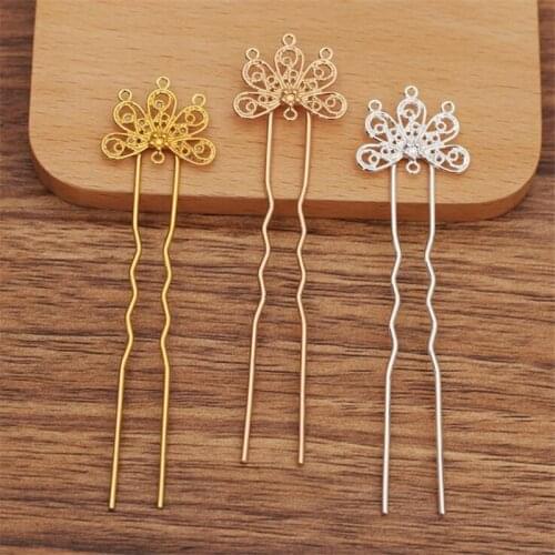 SIXTY TOWFISH 6 Pieces DIY Jewelry Accessories Metal Materials Flower Slice Charms Hairpin