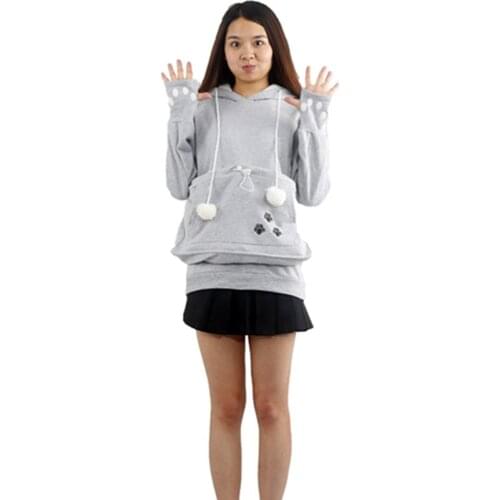 Cat Lovers Hoodies With Cat Cuddle Pouch Mewgaroo Nyangaroo Dog Pet Hoodies For Casual Kangaroo Hoodies With Ears Sweatshirt 3XL