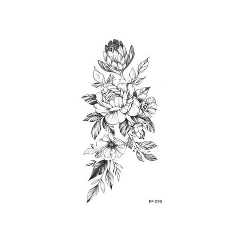 1 Pcs Waterproof Black Rose Flower Girl Arm Legs Temporary Tattoos Sticker Women Body Chest Art Tattoo Sticker Large Fake Tattoo