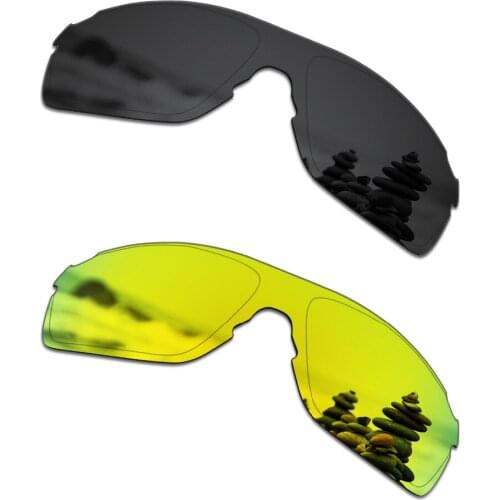 SmartVLT 2 Pieces Polarized Sunglasses Replacement Lenses for Oakley EVZero Pitch Stealth Black and 24K Gold