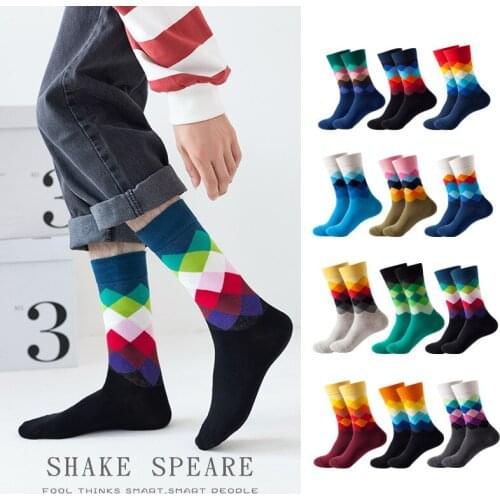 Women socks Tide Brand men Cotton Socks Gradient Color Spring Summer Style Long Wedding Sock Mens Knee High Business Socks Sox