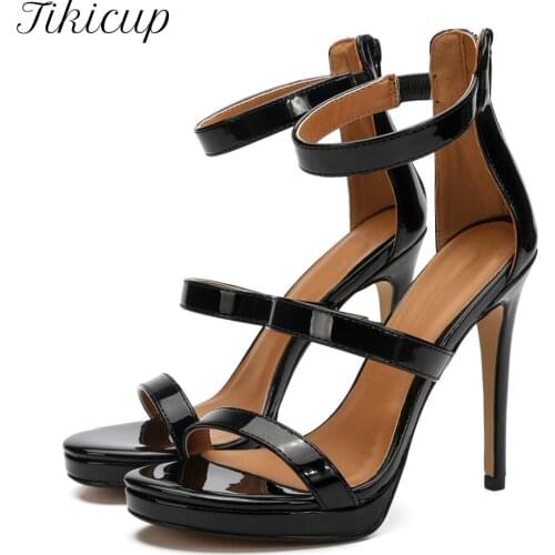 Tikicup Unisex Drag Queen Alternative Cross-Dresser 11.5cm High Heel Sandals Ankle Strap Stilettos Summer Platform Shoes 40-48