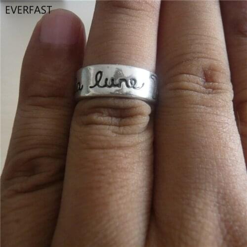 1 Piece Vintage Antique Silver French "la lune" Rings Adjustable Ethnic Ring Women Girls Jewelry Accessories Free Shipping
