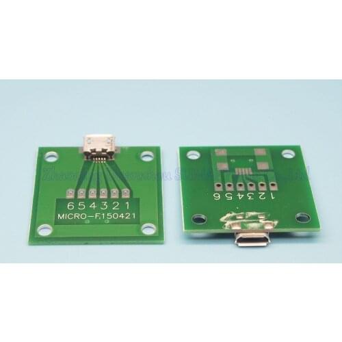 10pcs micro USB with PCB board Female socket connector for Samsung Huawei millet etc interfaces test board