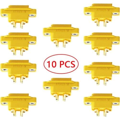 10PCS XT60E-M Mountable XT60 Male Plug Connector Model Aircraft Power Battery Plug Fixed Version Male for RC Drone