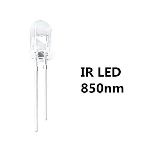 100pcs 5mm 850nm IR LED Water Clear Infrared ray Lamps 20mA F5 850NM Light Beads good quality