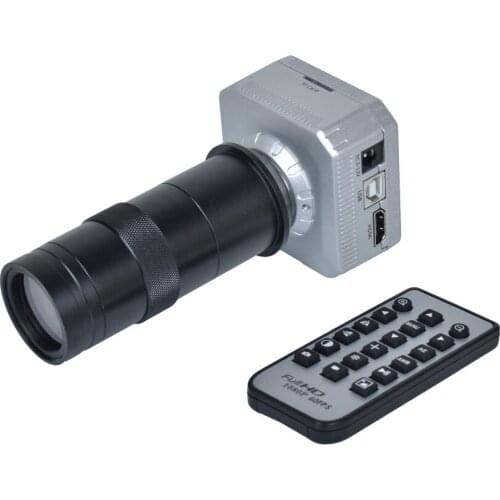 16MP 1080P @ 60FPS HDMI USB Output Industrial Microscope Camera+100X C-mount Lens for Industry PCB Lab Microscope Accessoires