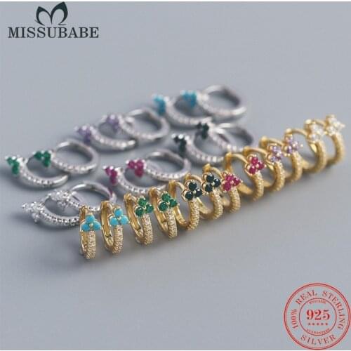 2021 New Fashion Blink Colorful Cute Zircon Delicate Hoop Earrings 925 Silver Shiny Brincos Jewelry Gift For Women Girls Female