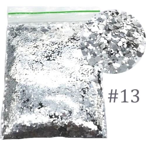 50G 25 COLOR Chunky Metallic, Iridescent Cosmetic Glitter Mix For Festival & Creative Makeup, Slime and Crafts. SILVER, UNICORN