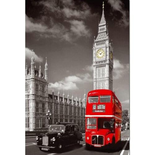 5d diy diamond embroidery Red London bus cityscape diamond painting Cross Stitch full drill Rhinestone mosaic decor