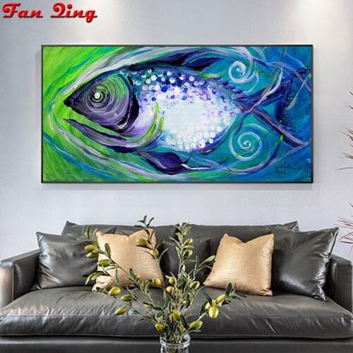 5D DIY full Square/Round drill diamond embroidery Abstract fishCross stitch Rhinestones mosaic diamond painting