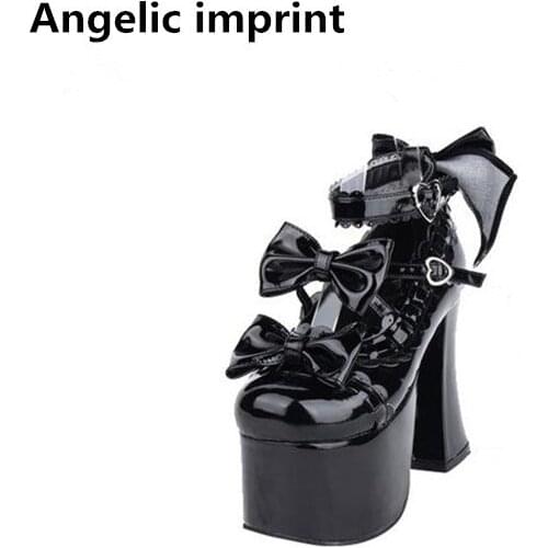 Angelic imprint mori girl lolita shoes woman cosplay shoes lady high trifle heels pumps wedges women princess platform shoes 46