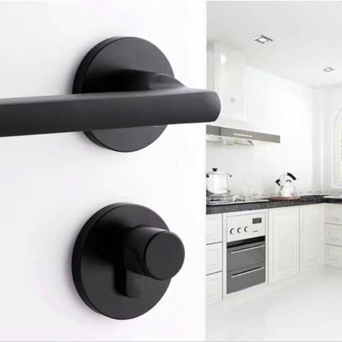 Black Space Aluminum Door Handle Lock Interior Bedroom Door Lock Split Silent Door Lock Door Hardware