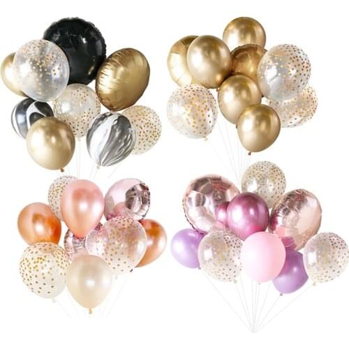 CYUAN 9pcs/lot Gold Balloon Bouquet Rose Gold Party Decorations Kids Adult Birthday Latex Balloon Confetti Ballon Wedding Decor