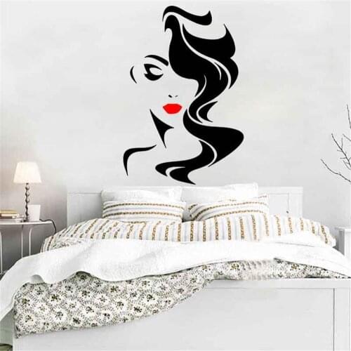 Long Hair Lashes And Brows Wall Sticker Vinyl Hair Cut Stickers Make Up Art Wallpaper Murals Beauty Salon Barbershop Decoration