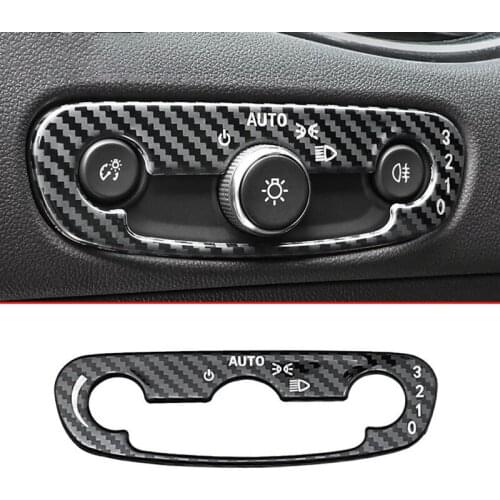 For Buick Encore 2016 2017 2018 Car Headlamps Switch decoration protector panel cover Trim Stiker Carbon fiber Auto accessories