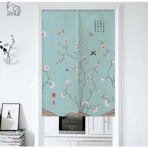 Chinese Flower and Bird Door Curtain Living Room Bedroom Half Curtain Noren Japanese Curtain Entrance Feng Shui Door Curtain