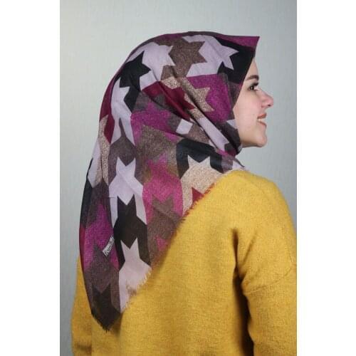 FOMARA SHİNE PATTERNED SILVERY LINEN SCARF-DESEN-07-RENK-02