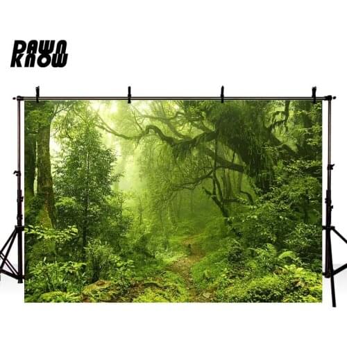 DAWNKNOW Primeval Forest Green Tree Photography Background Backdrop Photocall Shoot Children Wedding Photo Studio GY464