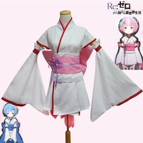 Re:Zero kara Hajimeru Isekai Seikatsu (Starting Life in Another World) Rem / Ram Cosplay clothes Costume Kawaii Kimono Dress